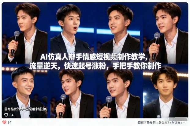 AI仿真人辩手情感短视频制作教学，流量逆天，快速起号涨粉，手把手教你制作-龙大资源