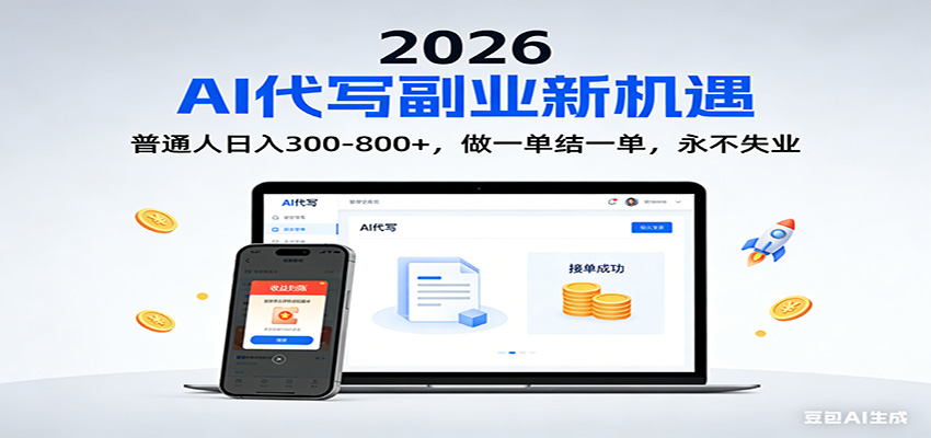 2026 副业首选！AI 代写日入 300-800，普通人0门槛，做一单结一单！-龙大资源