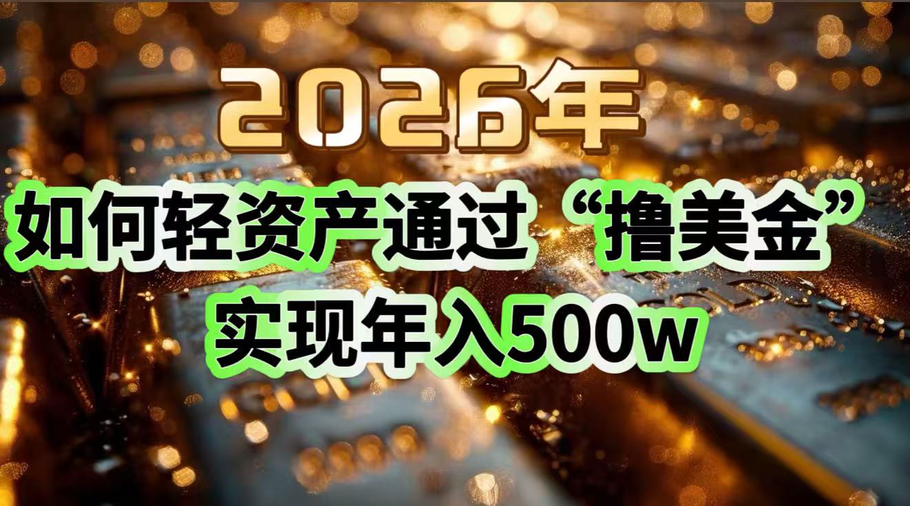 2026年如何轻资产通过“撸美金”实现年入500w-龙大资源