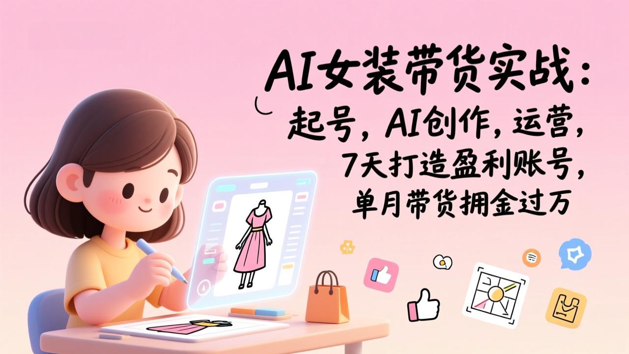 AI女装带货实战：起号，AI创作，运营，7天打造盈利账号，单月带货佣金过万-龙大资源
