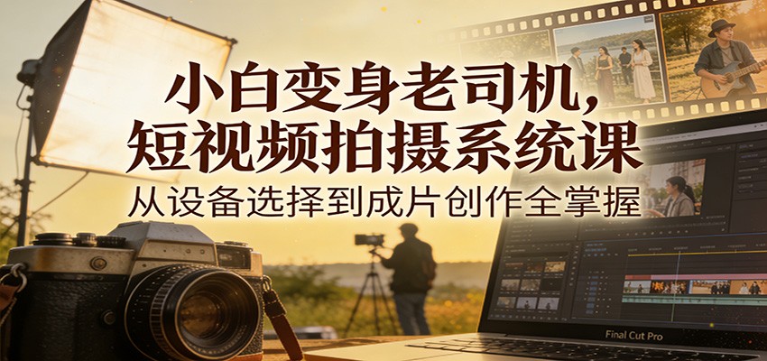 小白变身老司机，短视频拍摄系统课，从设备选择到成片创作全掌握-龙大资源