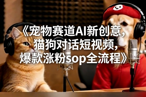 宠物赛道AI新创意，猫狗对话短视频，爆款涨粉sop全流程-龙大资源