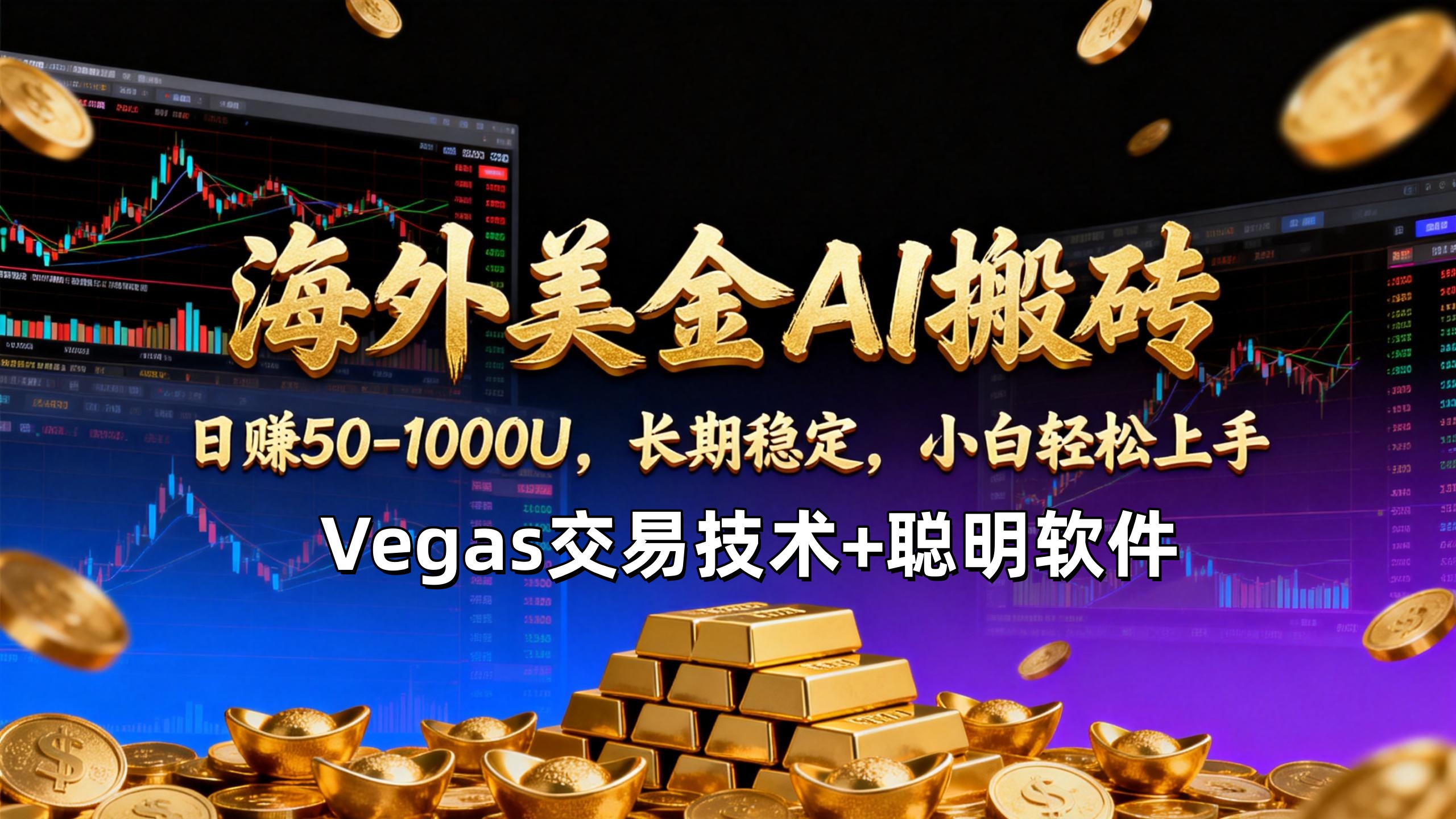 【海外美金AI搬砖】Vegas交易技术+聪明软件，日赚50-1000U，长期稳定，小白轻松上手。-龙大资源