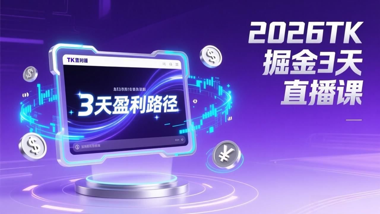 2026TK掘金直播课，起号涨粉+直播带货+商单变现+3天打通盈利路径，月入过万美金-龙大资源