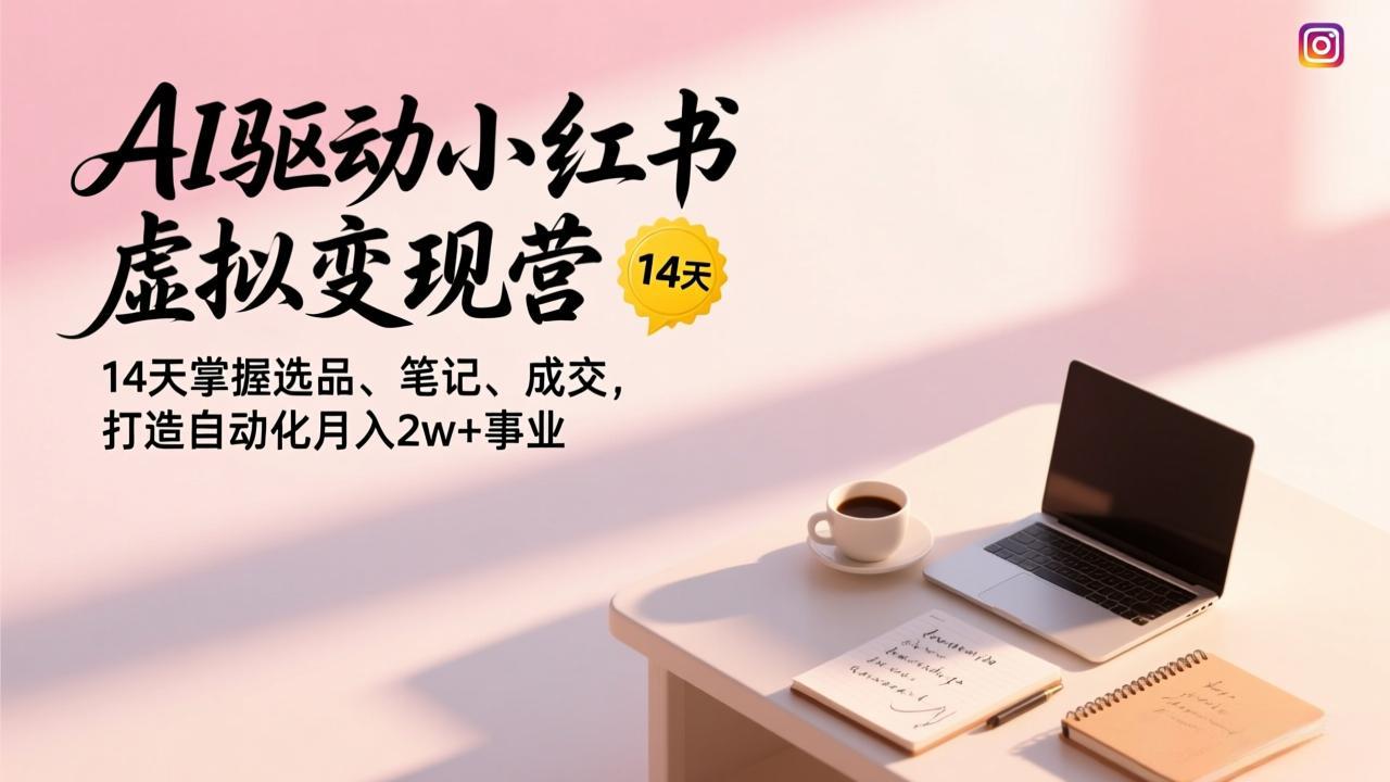 AI驱动小红书虚拟变现营，14天掌握选品、笔记、成交，打造自动化月入2w+事业-龙大资源
