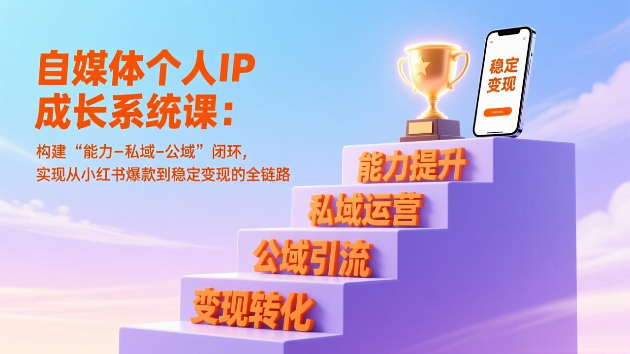 自媒体个人IP成长系统课:构建“能力-私域-公域”闭环,实现从小红书爆款到稳定变现的全链路-龙大资源