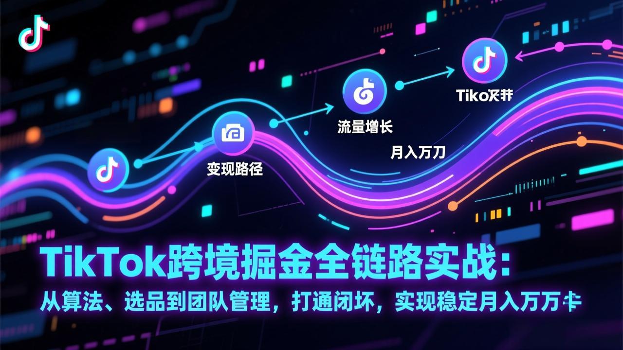 TikTok跨境掘金全链路实战：从算法、选品到团队管理，打通闭环，实现稳定月入万刀-龙大资源