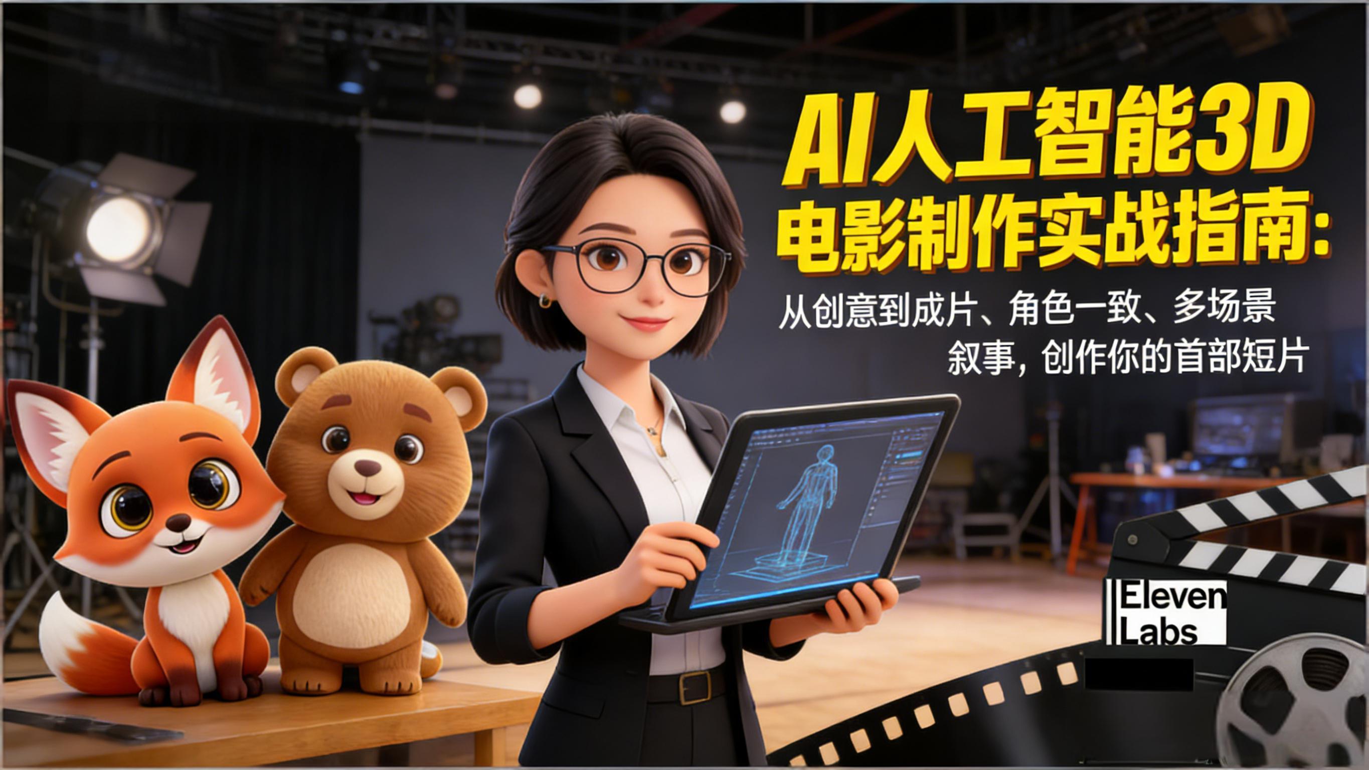 AI人工智能3D电影制作实战指南：从创意到成片、角色一致、多场景叙事，创作你的首部短片-龙大资源