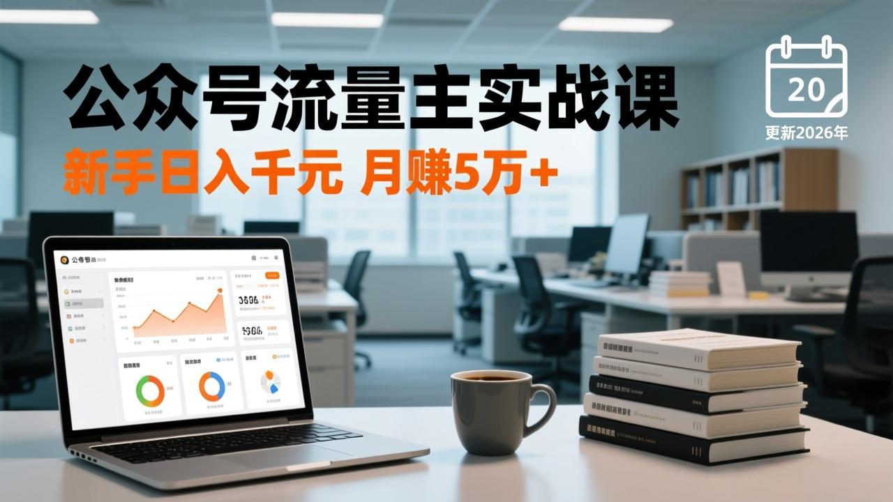 公众号流量主实战课，爆文写作、流量池运营、多平台分发，新手日入千元月赚5万+更新2026年-龙大资源