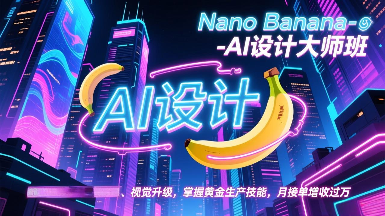 Nano Banana-AI设计大师班，修图合成、广告创作、视觉升级，掌握黄金生产技能，月接单增收过万-龙大资源