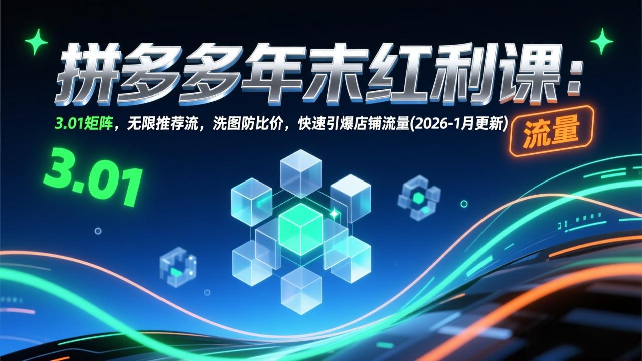 拼多多年末红利课：3.01矩阵，无限推荐流，洗图防比价，快速引爆店铺流量(2026-1月更新-龙大资源