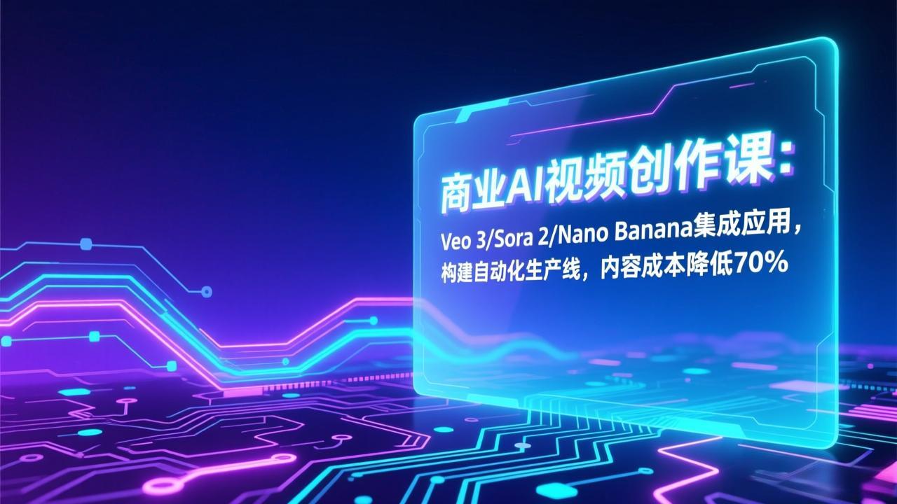 商业AI视频创作课:Veo 3/Sora 2/Nano Banana集成应用,构建自动化生产线,内容成本降低70%-龙大资源
