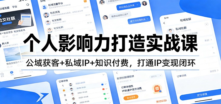 个人影响力打造实战课:公域获客+私域IP+知识付费,打通IP变现闭环-龙大资源