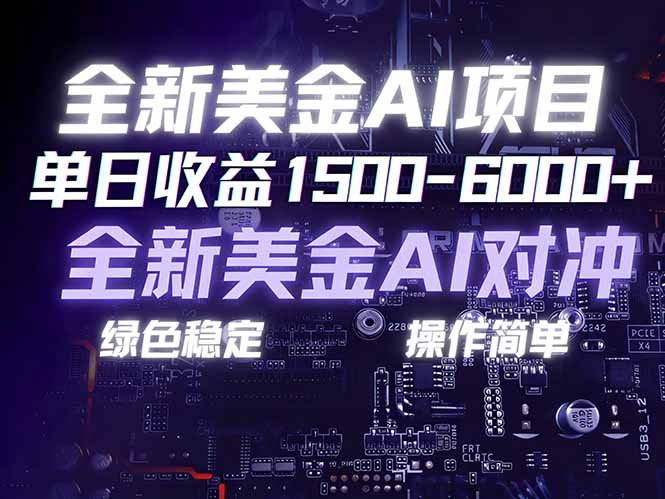 美金AI对冲项目，日入1500-6000+，绿色稳定，操作简单，创业副业首选，可批量放大-龙大资源