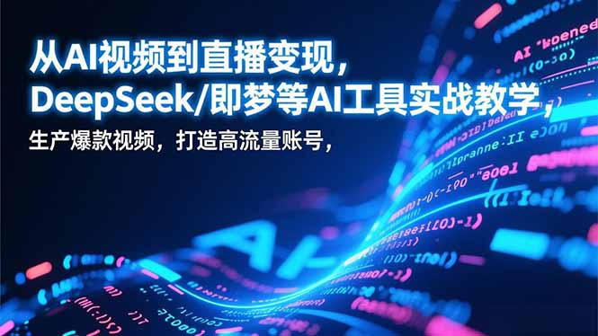 从AI视频到直播变现,DeepSeek/即梦等AI工具实战教学,生产爆款视频,打造高流量账号-龙大资源