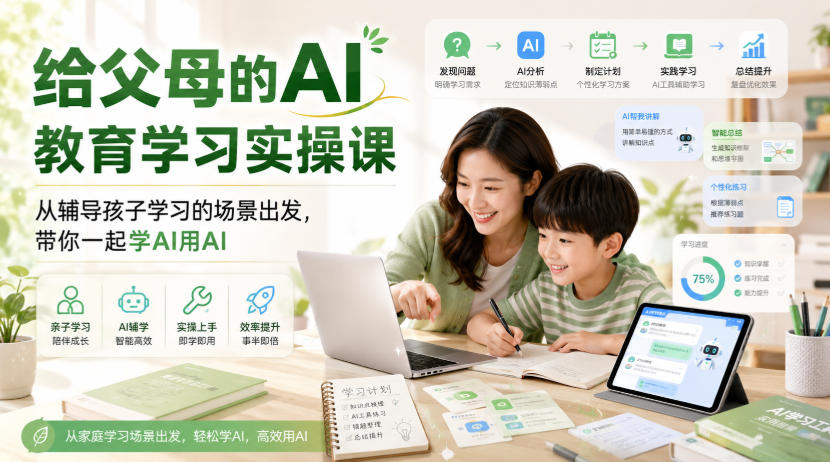 给父母的AI教育学习实操课，从辅导孩子学习的场景出发，带你一起学AI用AI-龙大资源