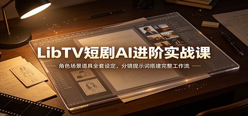 LibTV短剧AI进阶实战课：角色场景道具全套设定，分镜提示词搭建完整工作流-龙大资源