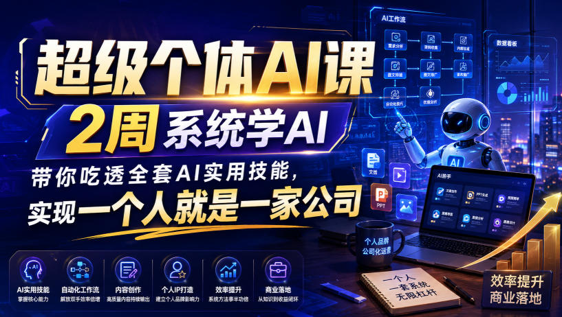 超级个体AI课，2周系统学AI，带你吃透全套AI实用技能，实现一个人就是一家公司(更新0818)-龙大资源