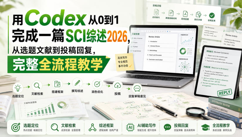 用Codex从0到1完成一篇SCI综述2026,从选题文献到投稿回复,完整全流程教学-龙大资源