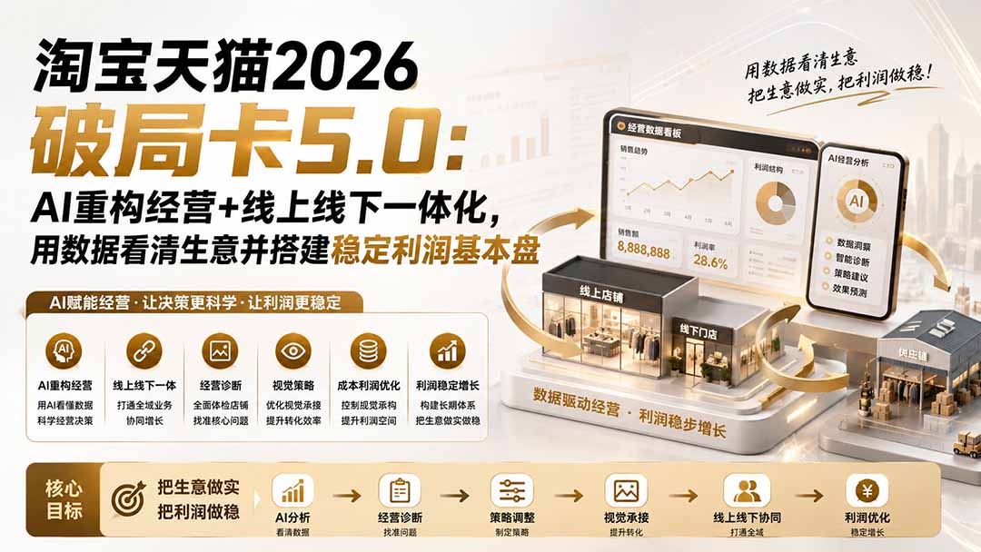 淘宝天猫2026破局卡5.0:AI重构经营+线上线下一体化,用数据看清生意并搭建稳定利润基本盘-龙大资源