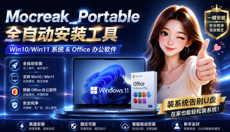 Mocreak全自动安装office和win10、win11系统，告别U盘装系统，使用安全可靠-龙大资源
