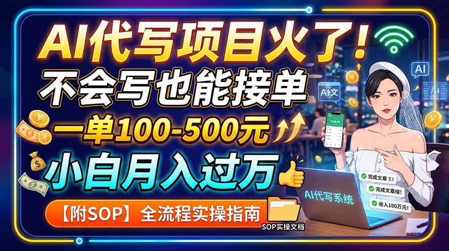 AI代写项目火了!不会写也能接单,一单100-500元,小白月入过万【附SOP】-龙大资源
