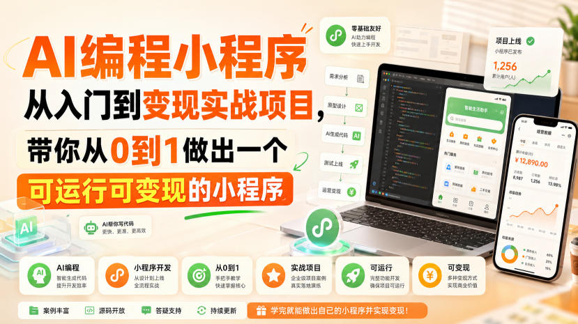 AI编程小程序从入门到变现实战项目,带你从0到1做出一个可运行可变现的小程序-龙大资源