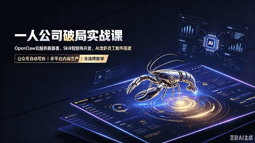 一人公司破局实战课|OpenClaw云服务器部署、Skill智能体开发、AI龙虾员工矩阵搭建,公众号自动写作与多平台内容...-龙大资源