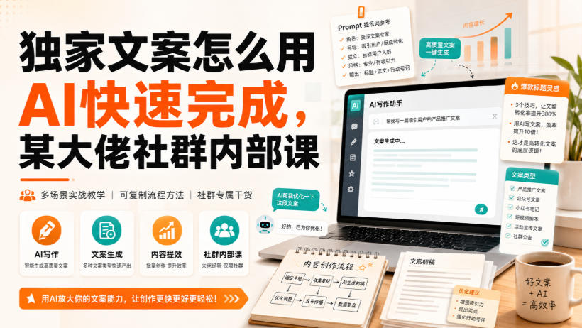 独家文案怎么用AI快速完成，某大佬社群内部课-龙大资源