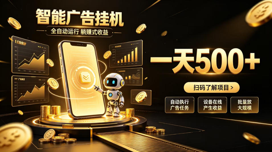 智能广告挂G项目,无需人工值守,全自动躺賺增收,单日收益可达500+【揭秘】-龙大资源