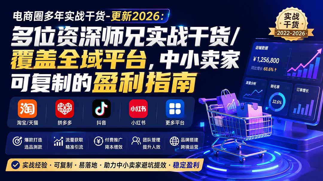 电商圈多年实战干货-更新2026：多位资深师兄实战干货/覆盖全域平台，中小卖家可复制的盈利指南-龙大资源