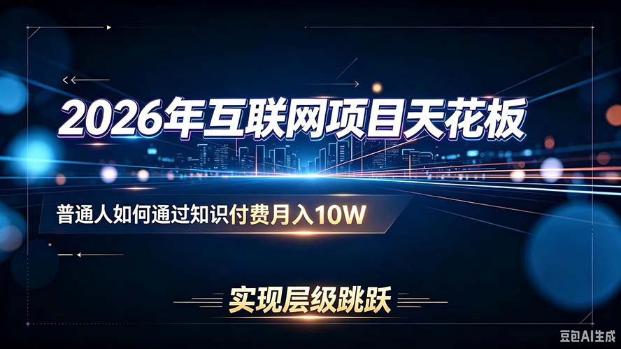 2026年互联网项目天花板：普通人如何通过知识付费月入10W，实现层级跳跃-龙大资源