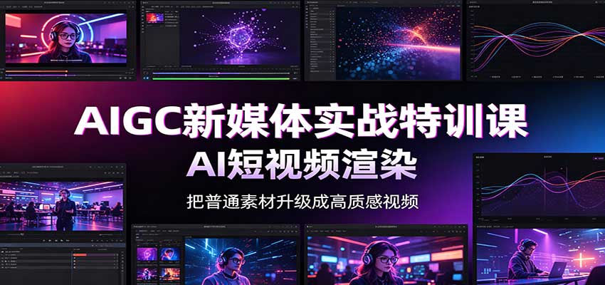 AIGC新媒体实战特训课:工具入门实操,AI短视频渲染,数字人商业视频制作-龙大资源