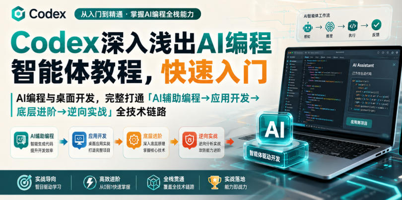 Codex深入浅出AI编程智能体教程，快速入门AI编程与桌面开发，打通「AI辅助编程→应用开发→底层进阶→逆向实战」全技术链路-龙大资源