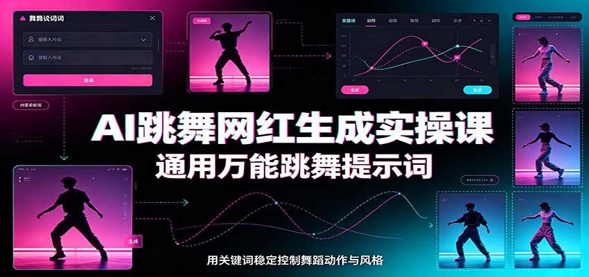 AI跳舞网红生成实操课:通用万能跳舞提示词,多模型适配,人物舞蹈视频制作全套教学-龙大资源