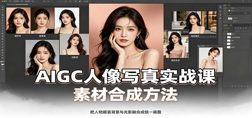 AIGC人像写真实战课：软件平台部署筹备，素材合成方法，多题材写真案例-龙大资源