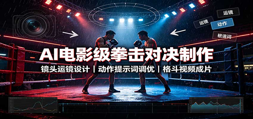 AI电影级拳击对决制作:镜头运镜设计,动作提示词调优,格斗视频成片-龙大资源