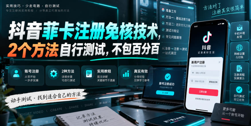 抖音菲卡注册免核技术，2个方法自行测试，不包百分百-龙大资源