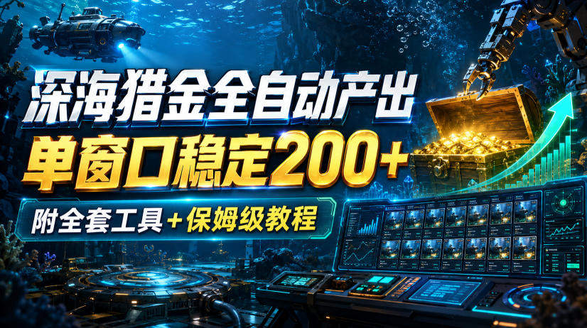 深海猎金全自动产出，单窗口稳定200+，附全套工具+保姆级教程【揭秘】-龙大资源