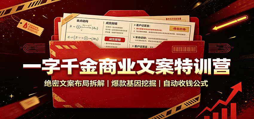 一字千金商业文案特训营：绝密文案布局拆解，爆款基因挖掘，自动收钱公式-龙大资源