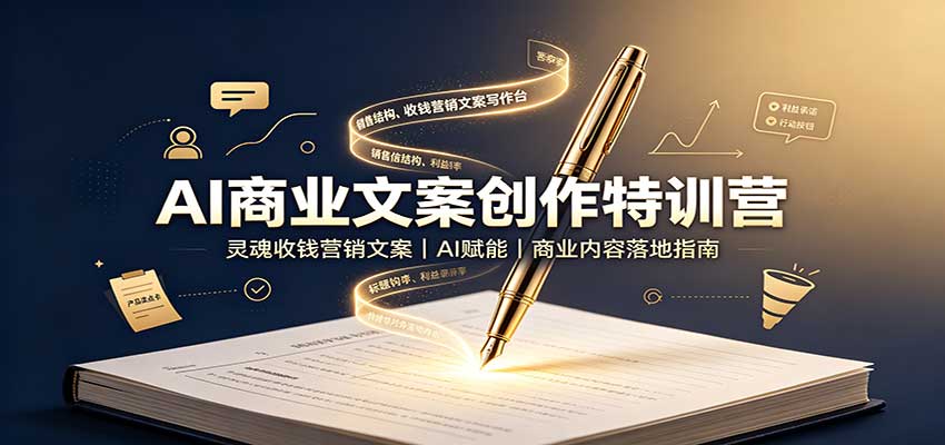 AI商业文案创作特训营:灵魂收钱营销文案,AI赋能,商业内容落地指南-龙大资源