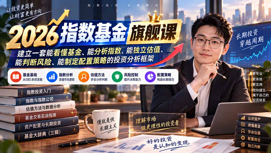 2026指数基金旗舰课|建立一套能看懂基金、能分析指数、能独立估值、能判断风险、能制定配置策略的投资分析框架-龙大资源