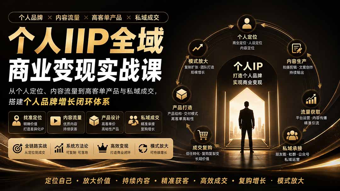 个人IP全域商业变现实战课 (无水印-龙大资源