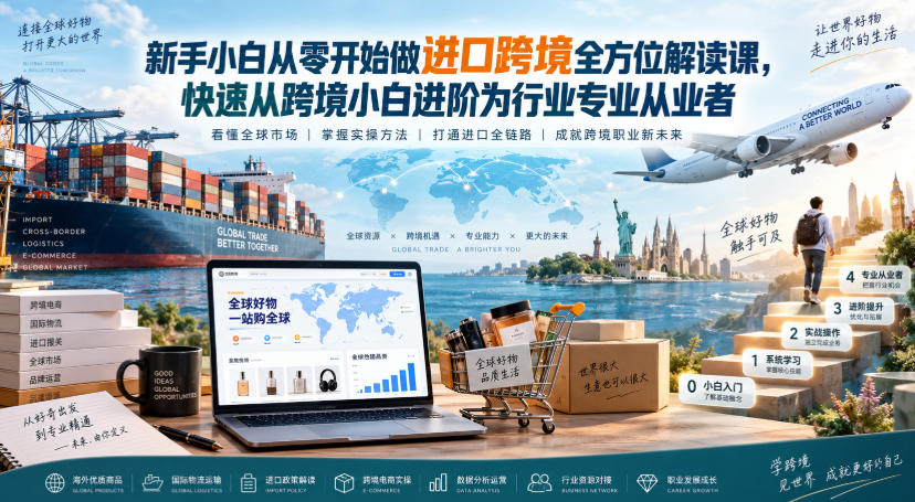 新手小白从零开始做进口跨境全方位解读课，快速从跨境小白进阶为行业专业从业者-龙大资源