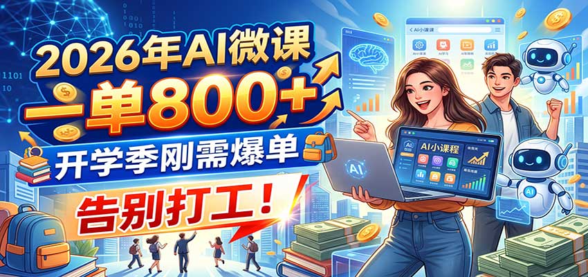 2026年AI微课，一单800+，开学季刚需爆单，告别打工！-龙大资源