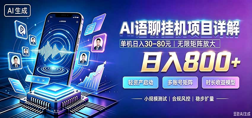 AI语聊挂机,日入800+,适用个人副业,工作室矩阵操作-龙大资源