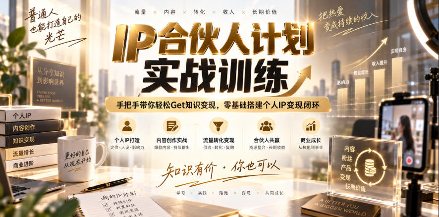 IP合伙人计划实战训练,手把手带你轻松Get知识变现,零基础搭建个人IP变现闭环(更新260908)-龙大资源