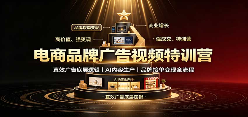 电商品牌广告视频特训：直效广告底层逻辑，AI内容生产，品牌接单变现全流程-龙大资源