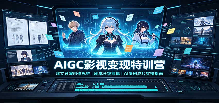 AIGC影视变现特训营:建立导演创作思维,剧本分镜剪辑,AI漫剧成片实操指南-龙大资源
