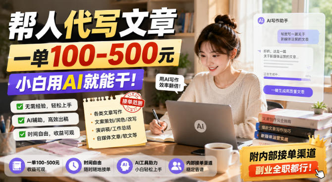 帮人代写文章,一单100-500,小白用AI就能干,附内部接单渠道,副业全职都行【揭秘】-龙大资源